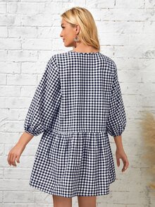 EMERY ROSE Đầm Viên lá sen Kẻ sọc Giải trí - Xanh và trắng - Xem 2