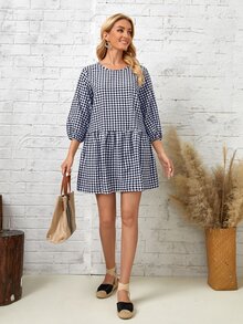 EMERY ROSE Đầm Viên lá sen Kẻ sọc Giải trí - Xanh và trắng - Xem 3