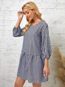 EMERY ROSE Đầm Viên lá sen Kẻ sọc Giải trí - Xanh và trắng - Xem 4