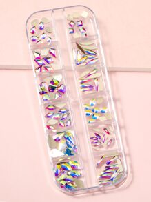 2packs Rhinestone Nail Art Decoration & 1pc Tweezers - Multicolor - View 3