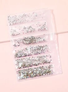 2packs Rhinestone Nail Art Decoration & 1pc Tweezers - Multicolor - View 4