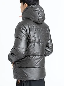 Manfinity Hypemode Abrigo De Plumón Holgado Para Hombre Con Capucha Y Parches