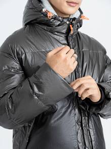 Manfinity Hypemode Abrigo De Plumón Holgado Para Hombre Con Capucha Y Parches