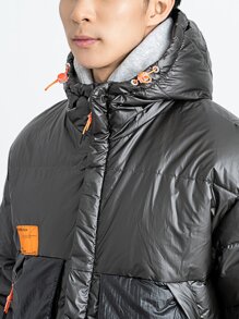 Manfinity Hypemode Abrigo De Plumón Holgado Para Hombre Con Capucha Y Parches