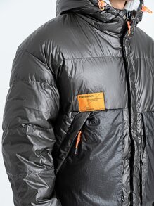 Manfinity Hypemode Abrigo De Plumón Holgado Para Hombre Con Capucha Y Parches