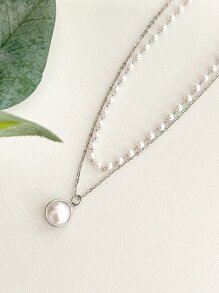 DAZY Đồ trang trí Ngọc Trai giả Dây chuyền - Bạc - Xem 3