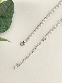 DAZY Đồ trang trí Ngọc Trai giả Dây chuyền - Bạc - Xem 5