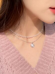 DAZY Đồ trang trí Ngọc Trai giả Dây chuyền - Bạc - Xem 6