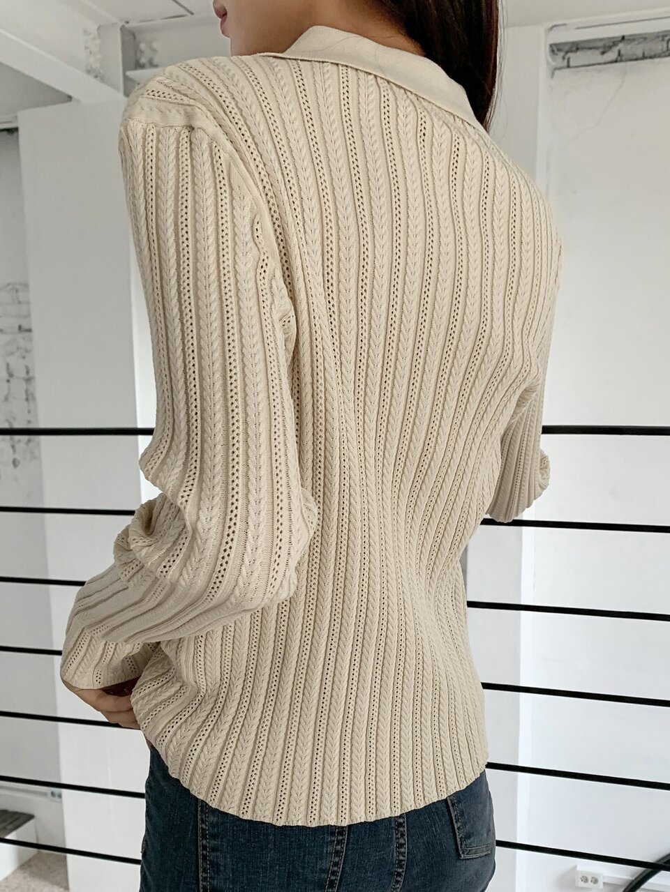 Pointelle Knit Button Front Cardigan