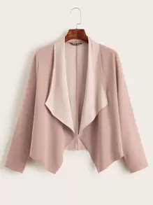 SHEIN LUNE Waterfall Collar Asymmetrical Hem Jacket - Dusty Pink - View 1
