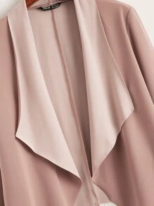 SHEIN LUNE Waterfall Collar Asymmetrical Hem Jacket - Dusty Pink - View 4