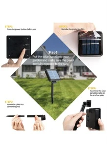 100 LED 10米 8种模式防水太阳能灯串，户外花园照明，适用于小路、庭院、露台 - 白色 - 查看 3