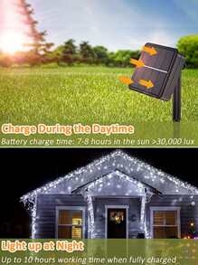 100 LED 10米 8种模式防水太阳能灯串，户外花园照明，适用于小路、庭院、露台 - 白色 - 查看 4