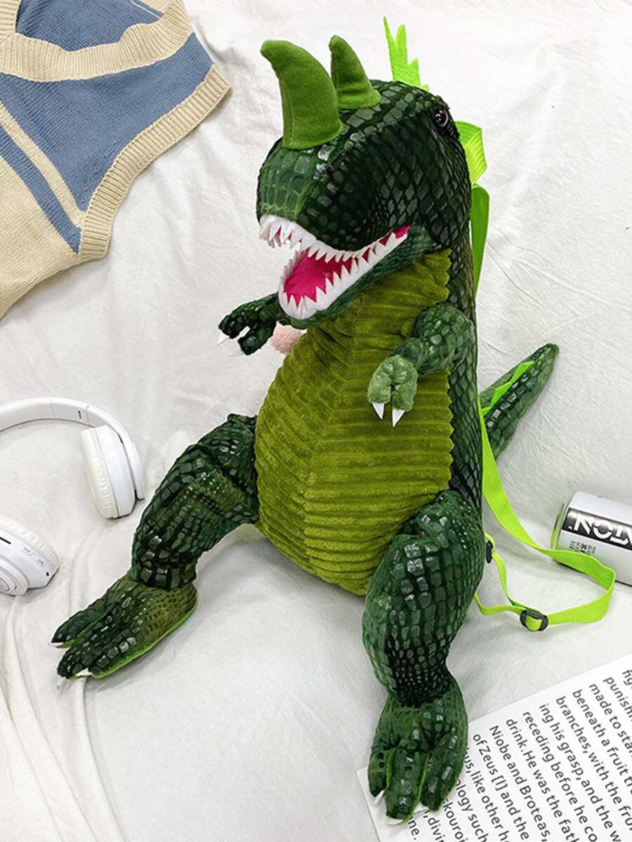 Niños 3d Mochila con dinosaurio de dibujos animados con diseño - Verde - Ver 1