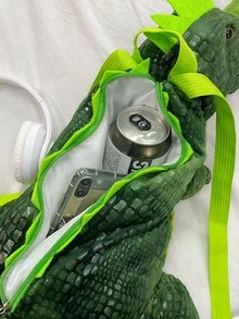 Niños 3d Mochila con dinosaurio de dibujos animados con diseño - Verde - Ver 4