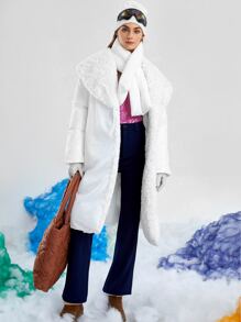 SHEIN Quilted PU Leather Bodysuit Without Scarf - Lilac Purple - View 3