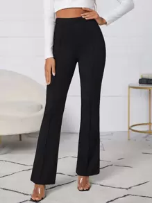 SHEIN Essnce High Waist Flare Leg Trousers - Black - View 2