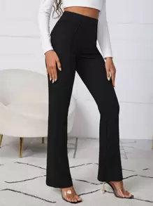 SHEIN Essnce High Waist Flare Leg Trousers - Black - View 5