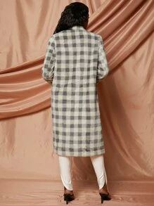 SHEINNeu Buffalo Plaid Print Fuzzy Coat In Fall/Winter - Multicolor - View 2