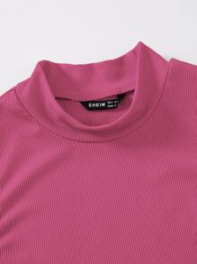 SHEIN Unity 小高領羅紋針織背心上衣不附項鍊 - 玫瑰紅 - 查看 4