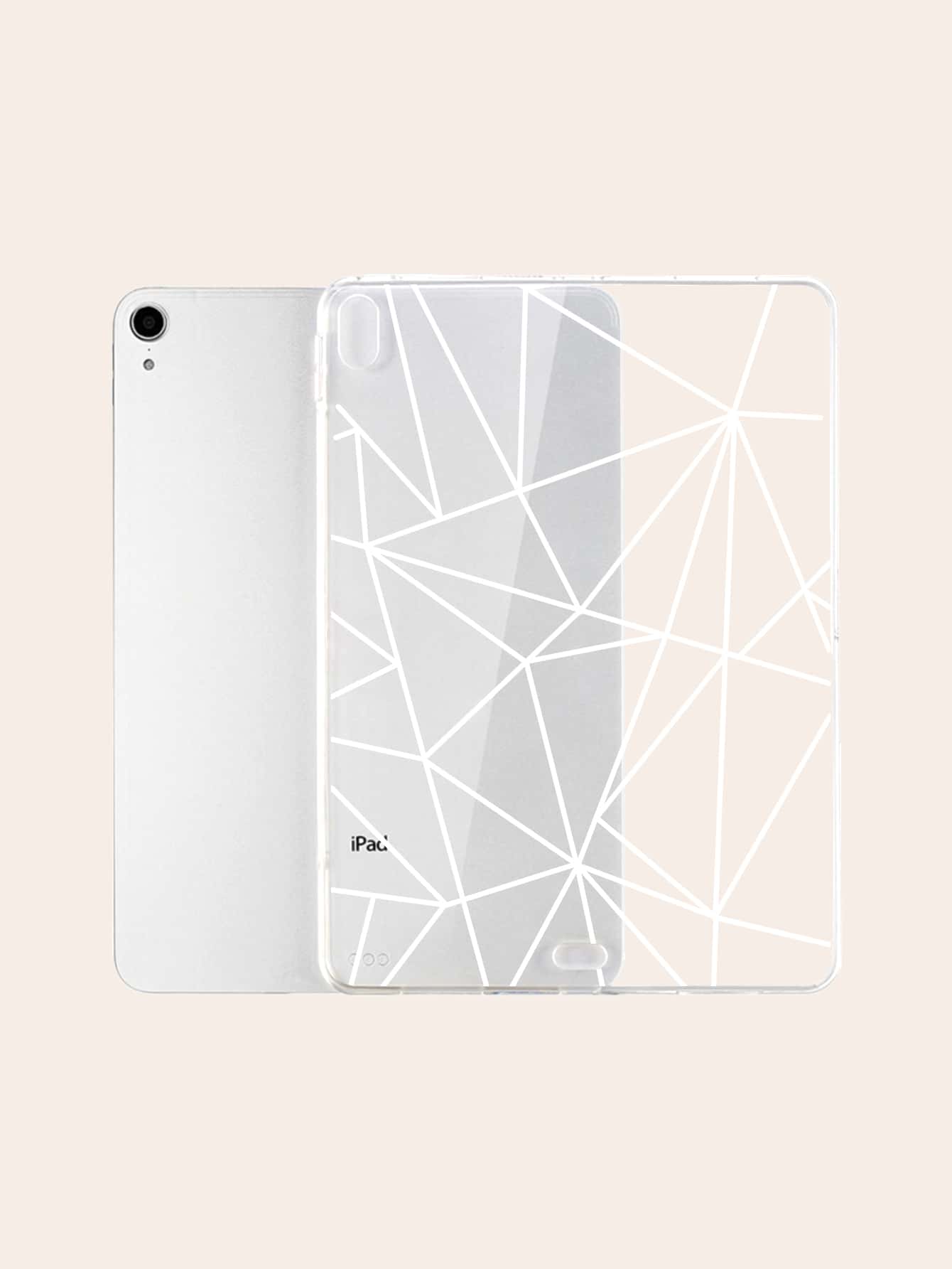 幾何樣式透明適用於iPad殼套 - 白色 - 查看 1