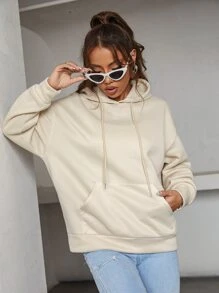 SHEIN Unity Casual "Love You Every Minute" Letter Print Pullover Sweatshirt - Apricot - View 4