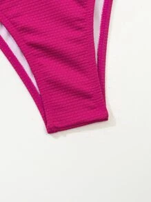 Plain Underwire Bikini For Summer Beach - Hot Pink - View 8