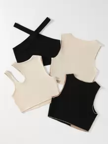 3入組條紋針織頂針背心上衣和1入組掛脖上衣 - 彩色 - 查看 2