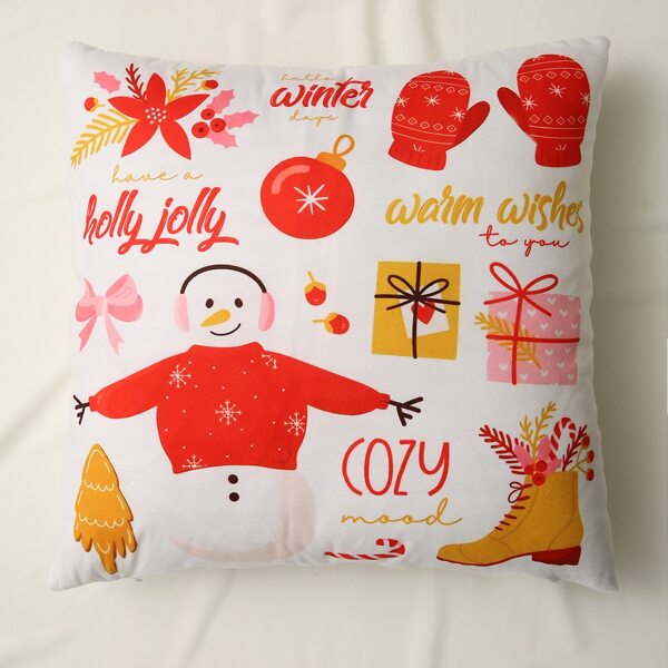 

Christmas Print Cushion Cover Without Filler, Multicolor