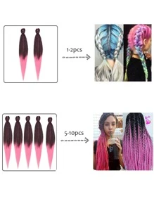 Kéo dài Bím tóc Tóc 26 Inch Chuyên nghiệp Mềm mại Yaki Bím tóc Tóc Đối với Xoắn Bím tóc Nước nóng Sợi tổng hợp Móc sự thêu Nối tóc - Nhiều màu - Xem 3