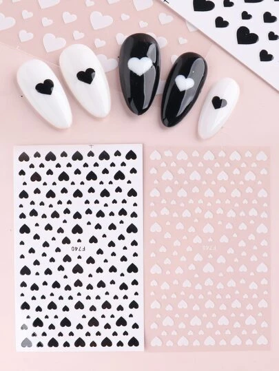 FULL BEAUTY 2sheets Heart Pattern Nail Art Sticker Nail Stickers DIY