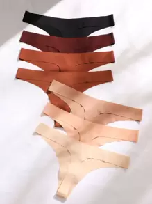 7packs Plain Seamless Sexy Panties Set - Multicolor - View 2
