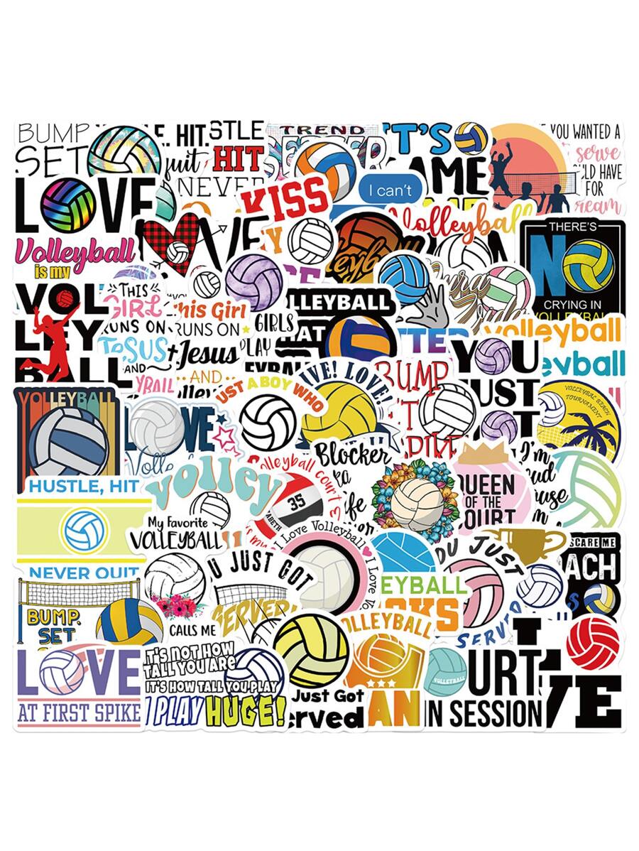 50 piezas Pegatina con dibujos animados vóleibol - Multicolor - Ver 1