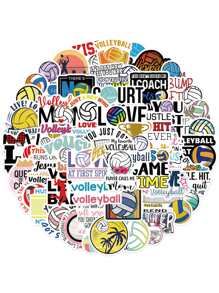 50 piezas Pegatina con dibujos animados vóleibol - Multicolor - Ver 2