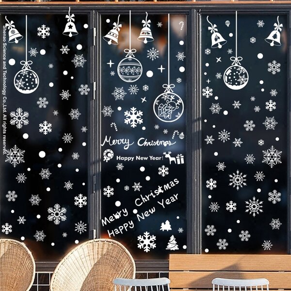 

1set Christmas Pattern Window Sticker, White