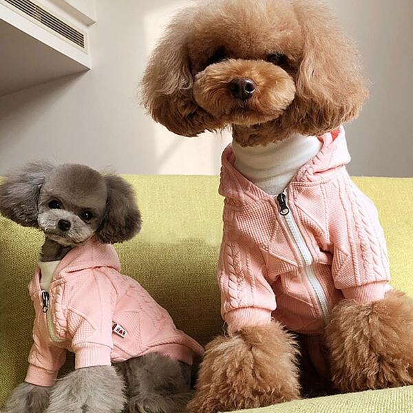 

1pc Knitted Pet Coat, Pink