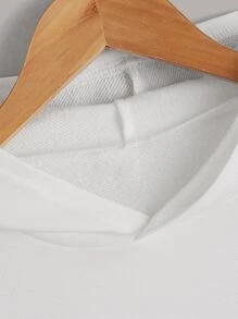 SHEIN Boys Letter Graphic Print Drop Shoulder Hoodie - White - View 4