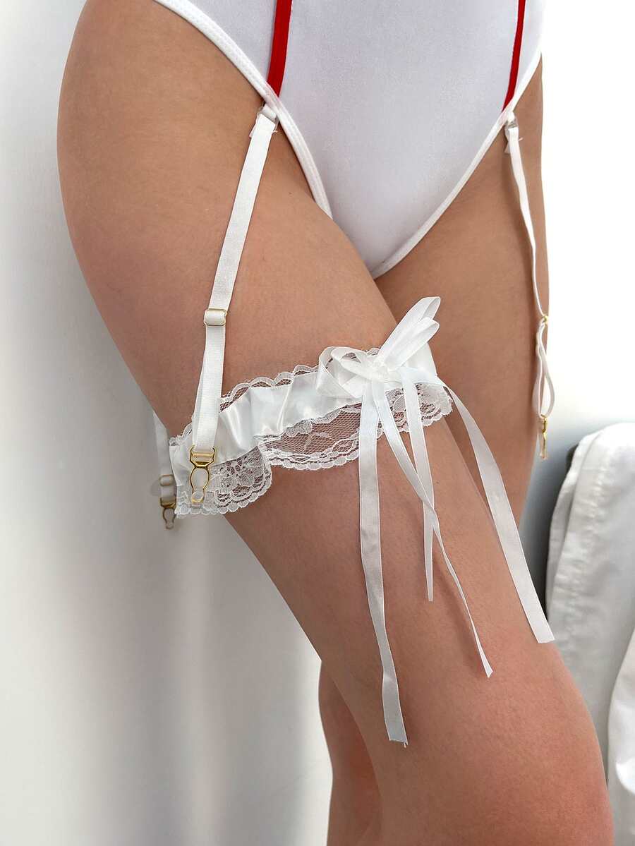 Disfraz de enfermera Anillo de pierna - Blanco - Ver 1