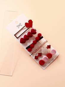 6pcs Christmas Heart Decor Hair Clip - Multicolor - View 4