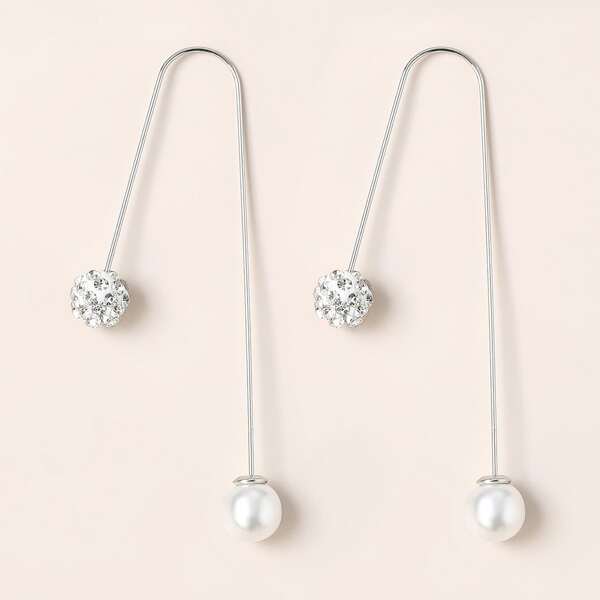 

Faux Pearl Decor Earrings, Silver
