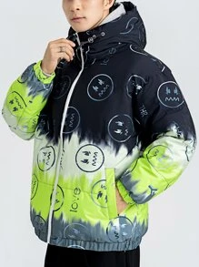 Manfinity Men Colorblock Zip Up Drawstring Hooded Padded Coat - Multicolor - View 1