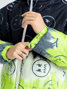 Manfinity Men Colorblock Zip Up Drawstring Hooded Padded Coat - Multicolor - View 4