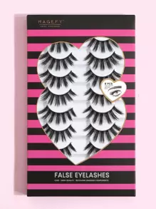 MAGEFY 8 Pairs Of Natural Full False Eyelashes,Thick Curling Fluffy Eyelashes For Party Use Manga Eyelashes, Travel Essentials - Black - View 1