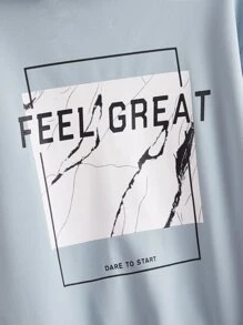 SHEIN 幼青少年男孩下垂肩標語圖形套頭衫 - 霧霾藍 - 查看 4