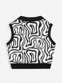 Muchica 滿版印花無袖短上衣 - 黑與白 - 查看 3