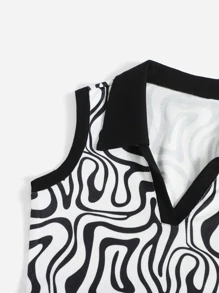 Muchica 滿版印花無袖短上衣 - 黑與白 - 查看 5