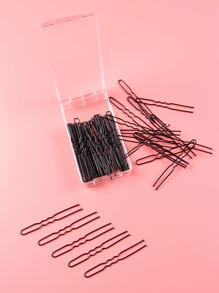60pcs Minimalist Hair Clip - Black - View 1
