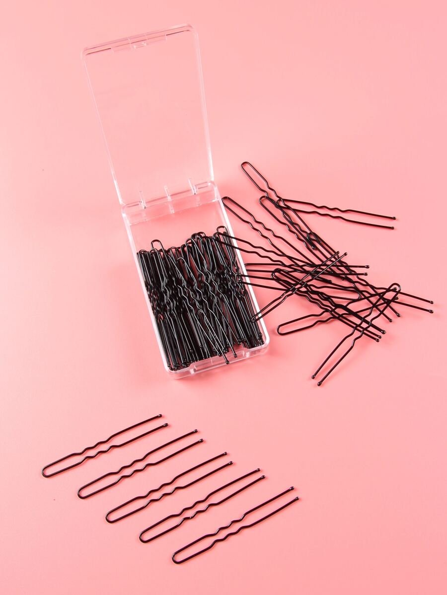 60pcs Minimalist Hair Clip - Black - View 1