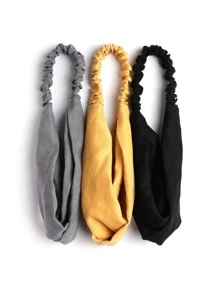 3入組女士麂皮頭箍，簡約純色十字交叉造型髮箍，適用於女孩 - 彩色 - 查看 2