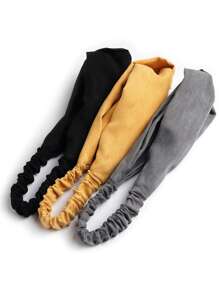 3入組女士麂皮頭箍，簡約純色十字交叉造型髮箍，適用於女孩 - 彩色 - 查看 5